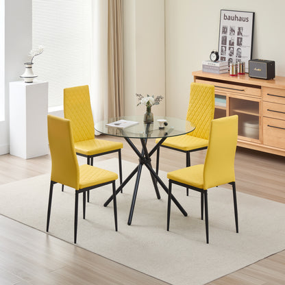 New York Dining Table with 4 Emily Leather Chairs - Madefor.Living