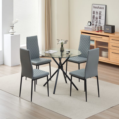 New York Dining Table with 4 Emily Leather Chairs - Madefor.Living