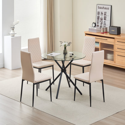 New York Dining Table with 4 Emily Leather Chairs - Madefor.Living